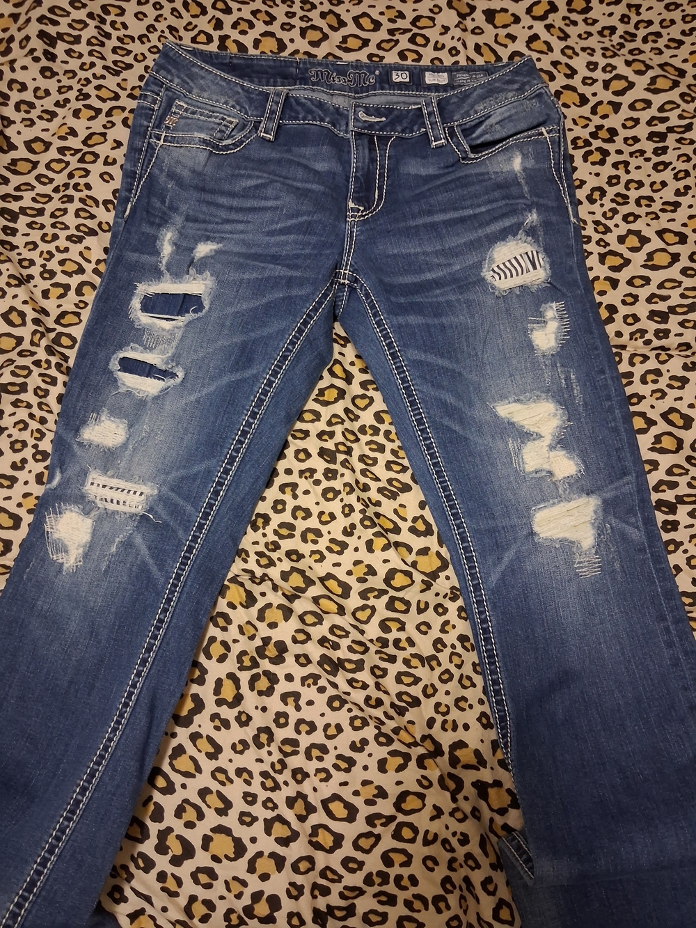 30x34 Miss Me Women's Distressed Dark Blue Bootcut Jeans